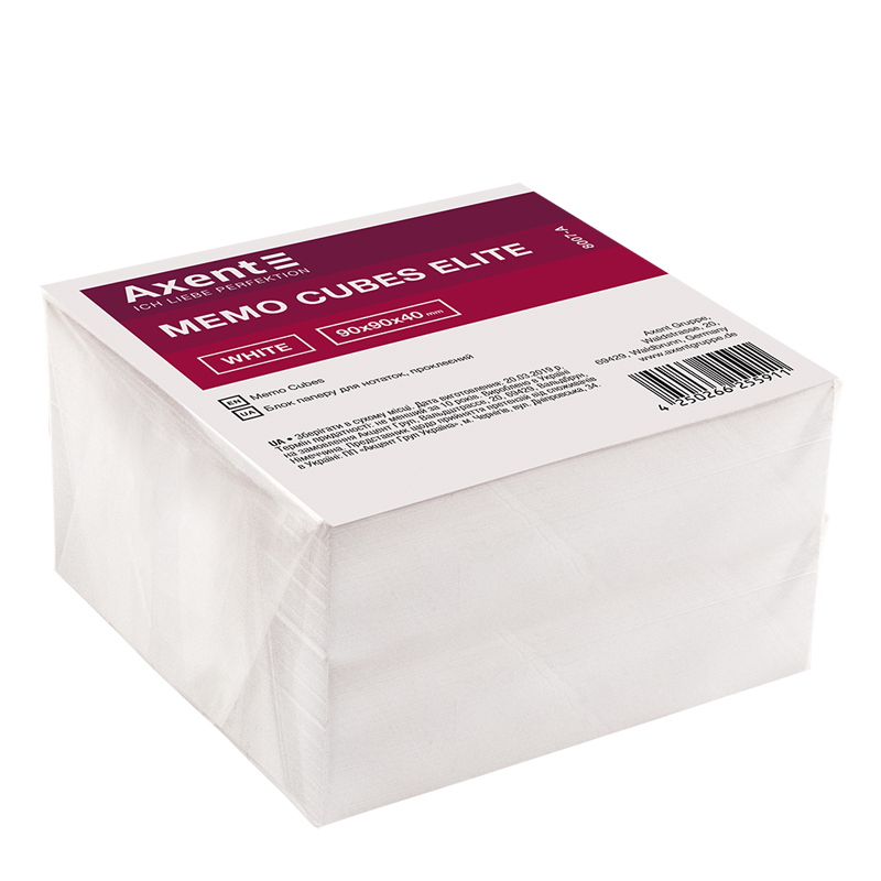 Папір для нотаток Axent Elite “White” 8007-A 90х90х40 мм, проклеєний